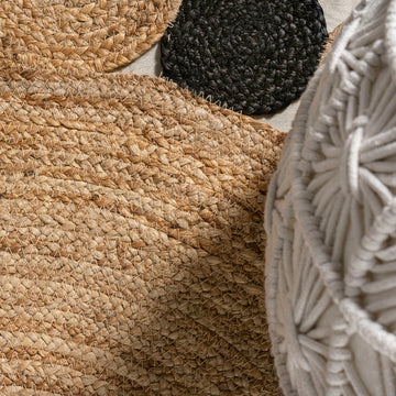 Ayana Two-tone Jute Hippy Circle Area Rug